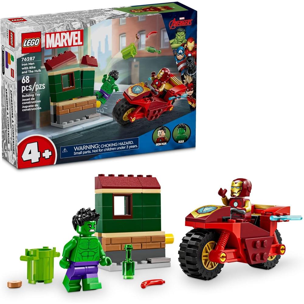 LEGO MARVEL IRON MAN CON MOTO Y HULK, SET COLECCIONABLE CON 2 MINIFIGURAS - 1