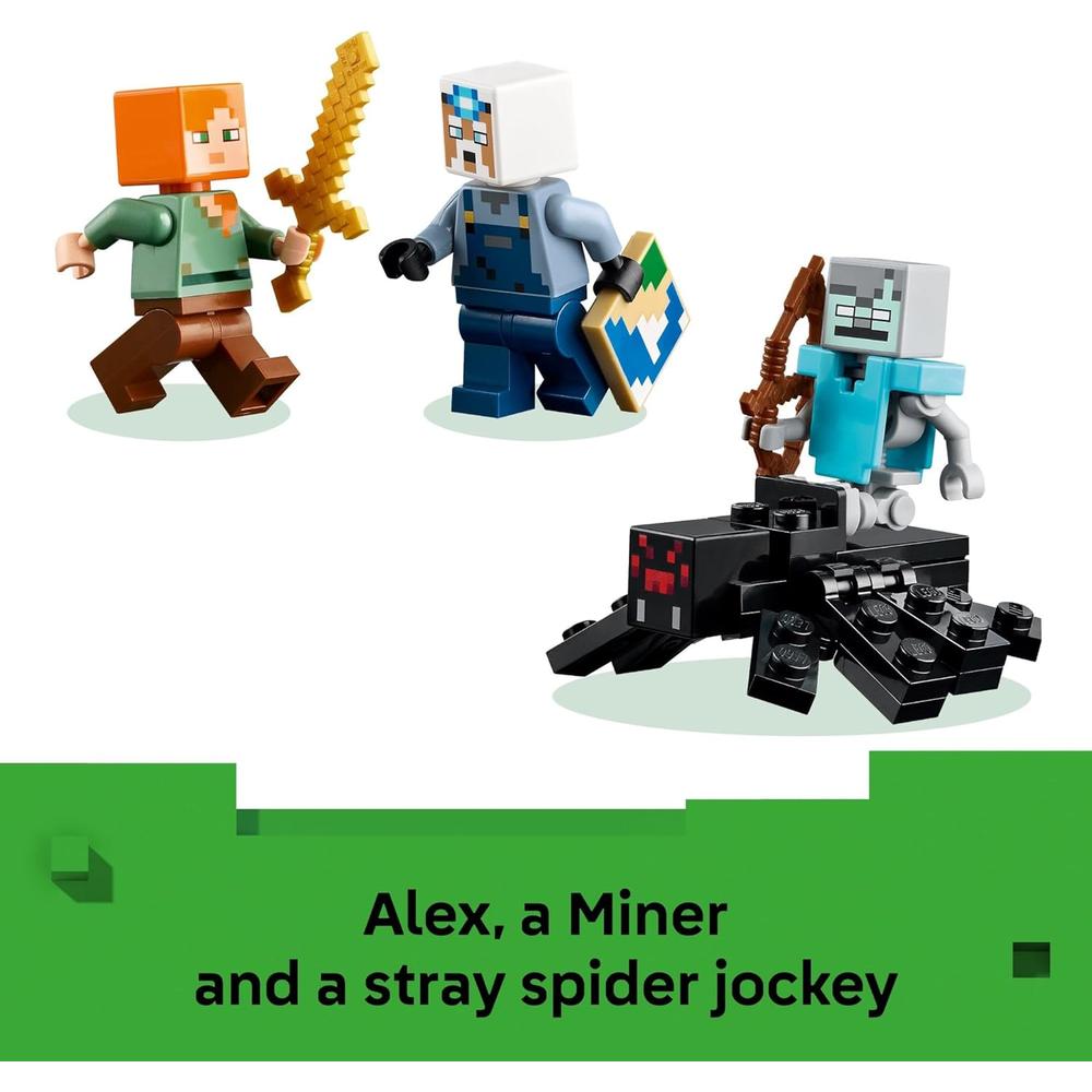 LEGO MINECRAFT LA MINA DEL PICO, MINIFIGURAS ALEX, MINERO Y ARAÑA ERRANTE - 5