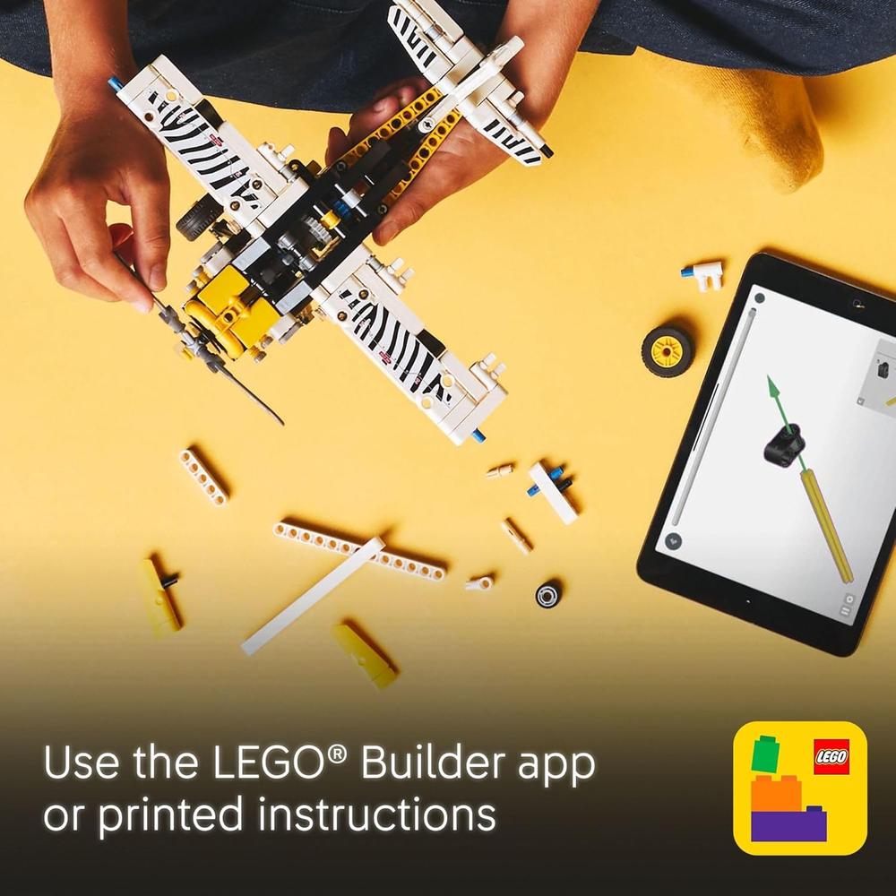 LEGO TECHNIC AVIÓN, JUGUETE DE CONSTRUCCIÓN CON HÉLICE GIRATORIA Y MOTOR DE PISTÓN - 6