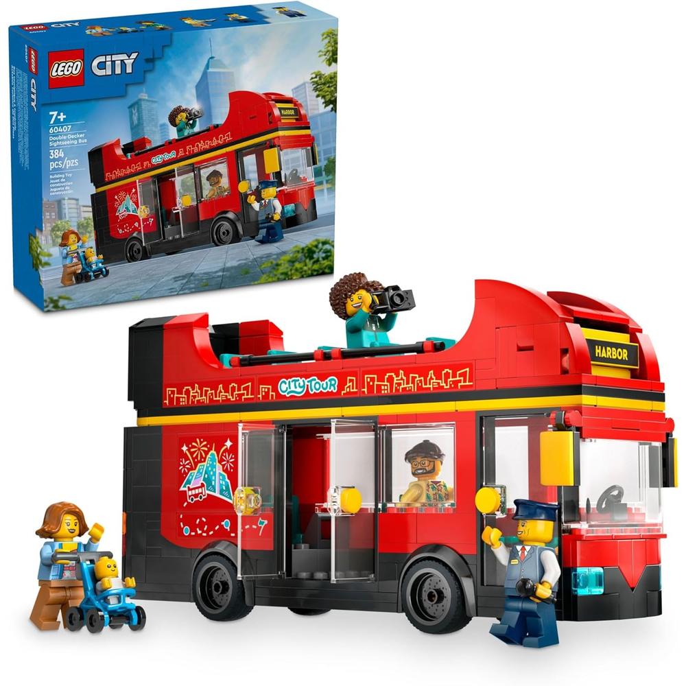 LEGO CITY AUTOBÚS TURÍSTICO ROJO DE DOS PISOS CON 5 PERSONAJES - 1