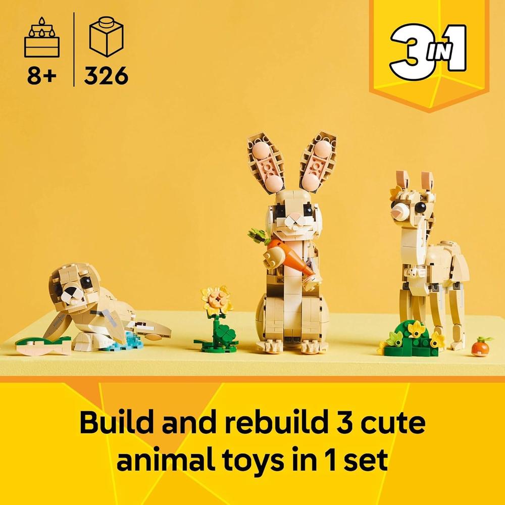 LEGO CREATOR 3 EN 1 CONEJITO, OPCIONES CONEJO, FOCA O LLAMA, FIGURAS DE ANIMALES - 2