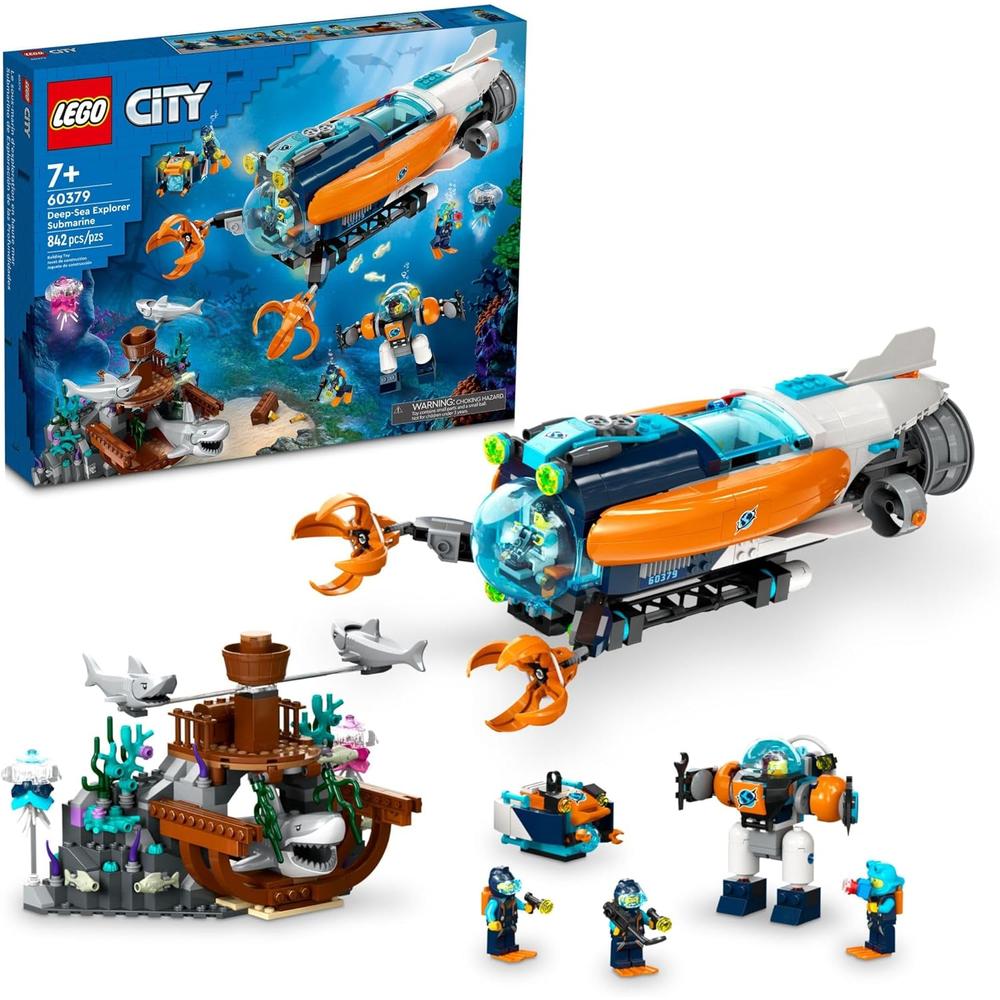 LEGO CITY SUBMARINO EXPLORADOR DE AGUAS PROFUNDAS SET DE CONSTRUCCIÓN CON TIBURONES Y MINIFIGURAS - 1