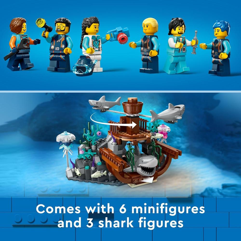LEGO CITY SUBMARINO EXPLORADOR DE AGUAS PROFUNDAS SET DE CONSTRUCCIÓN CON TIBURONES Y MINIFIGURAS - 6