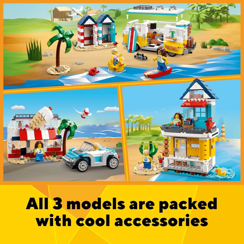 LEGO CREATOR 3 EN 1 FURGONETA CAMPER DE PLAYA SET CON HELADERÍA Y CASA - 4