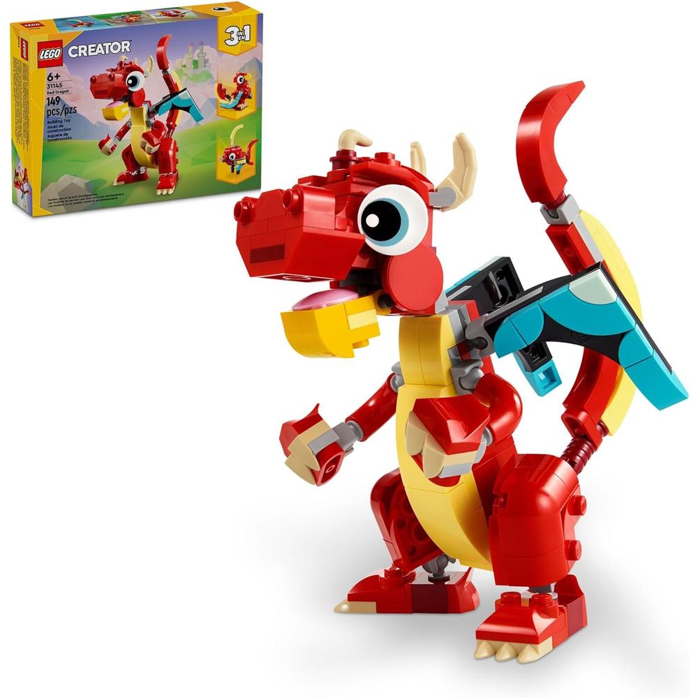 LEGO CREATOR 3 EN 1 DRAGÓN ROJO, SE TRANSFORMA EN PEZ O FÉNIX - 1