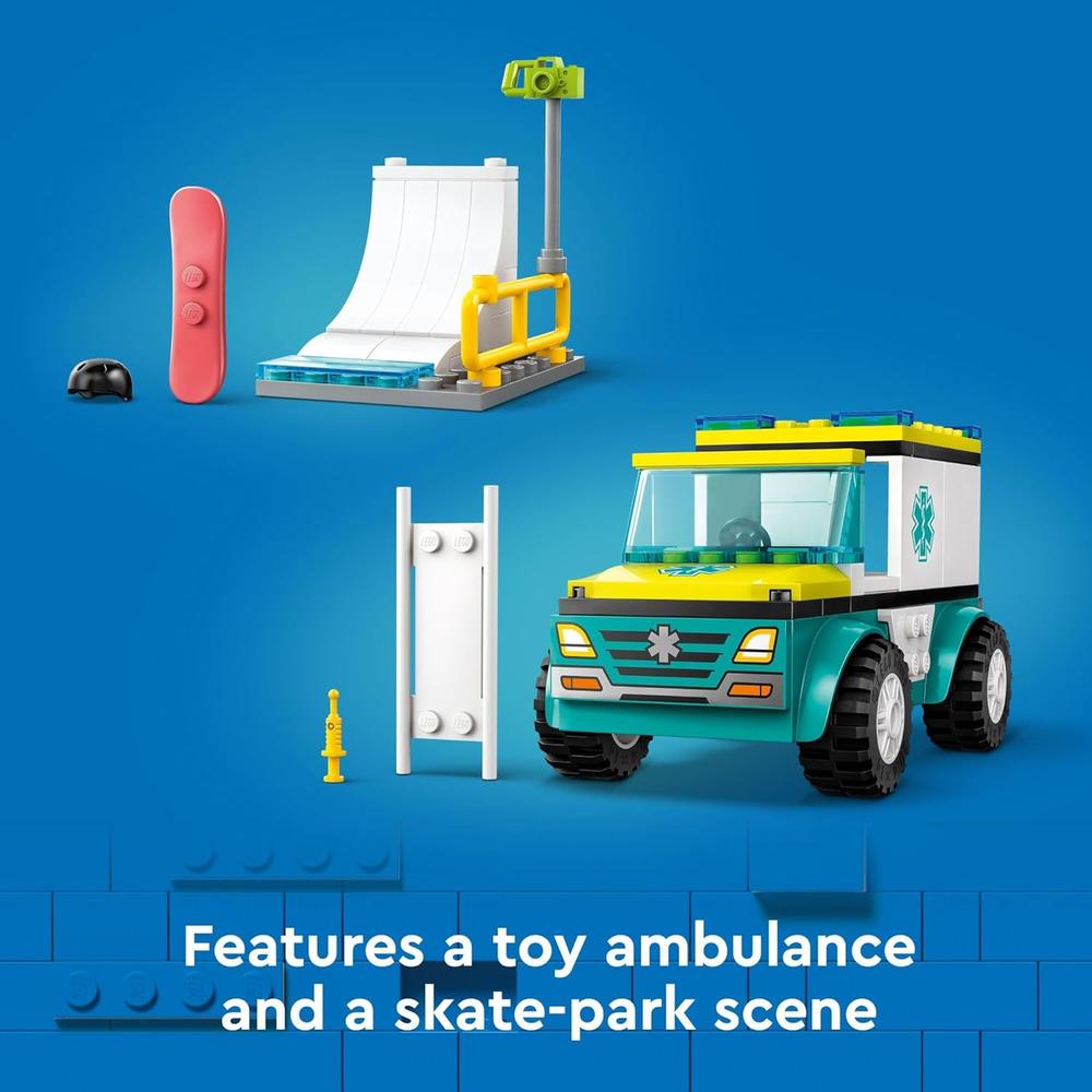 LEGO CITY AMBULANCIA DE EMERGENCIA Y VEHÍCULO DE SNOWBOARD CON MINIFIGURAS - 4