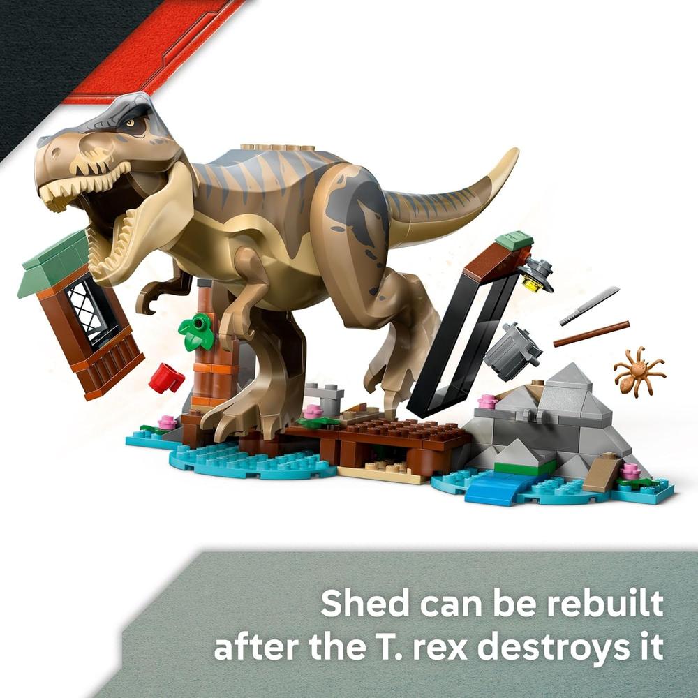 LEGO JURASSIC WORLD T. REX ESCAPE DEL RÍO, DINOSAURIO CON BARCO Y MINIFIGURAS - 5