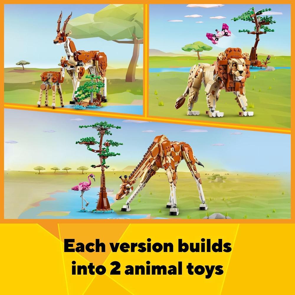 LEGO CREATOR 3 EN 1 ANIMALES DE SAFARI: JIRAFA, GACELA O LEÓN PARA NIÑOS - 5