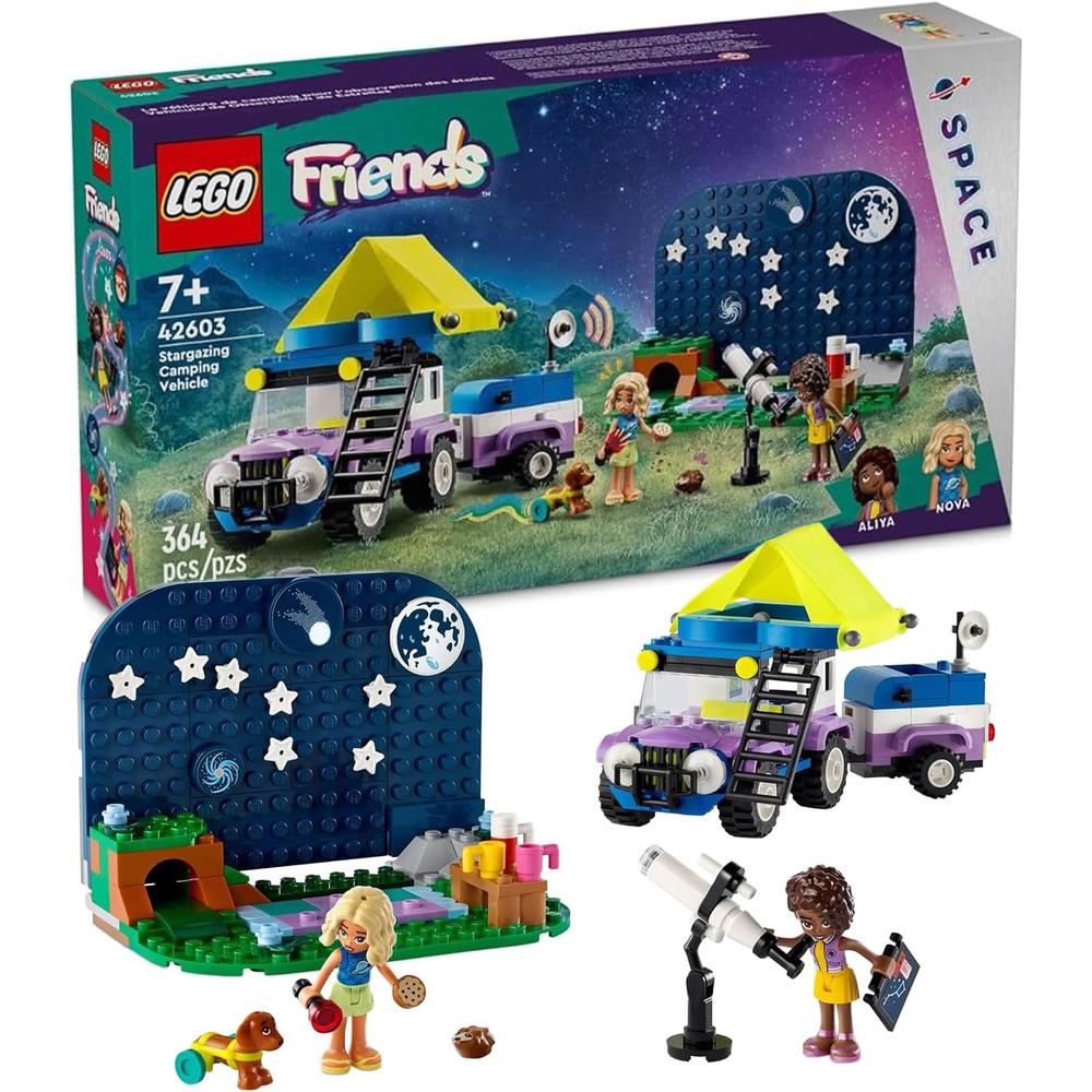 LEGO FRIENDS VEHÍCULO DE CAMPING CON TELESCOPIO, PERRO Y 2 MINIMUÑECAS - 1
