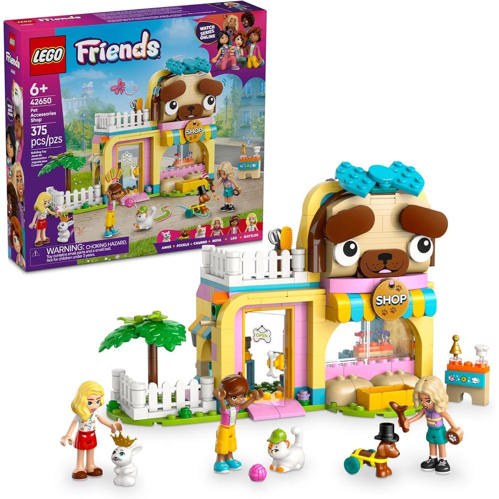 LEGO FRIENDS TIENDA DE ACCESORIOS PARA MASCOTAS, INCLUYE 3 MINIMUÑECAS Y ANIMALES - 1