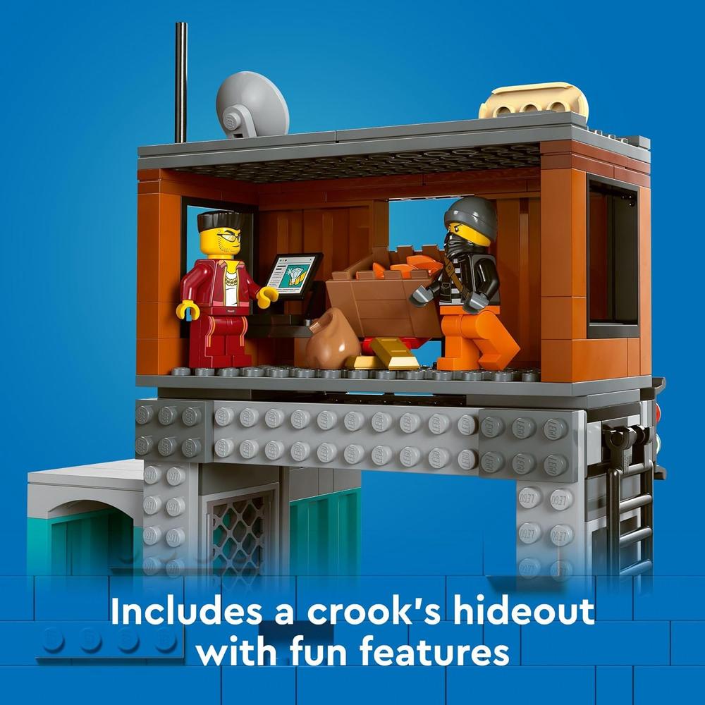 LEGO CITY LANCHA DE POLICÍA Y ESCONDITE DE LADRONES CON MOTO Y PERRO - 3