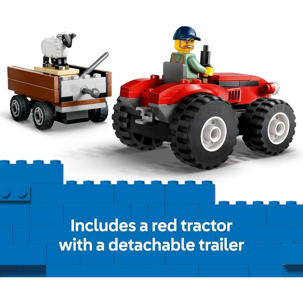 LEGO CITY TRACTOR ROJO DE GRANJA CON REMOLQUE Y OVEJA, JUGUETE EDUCATIVO - 5