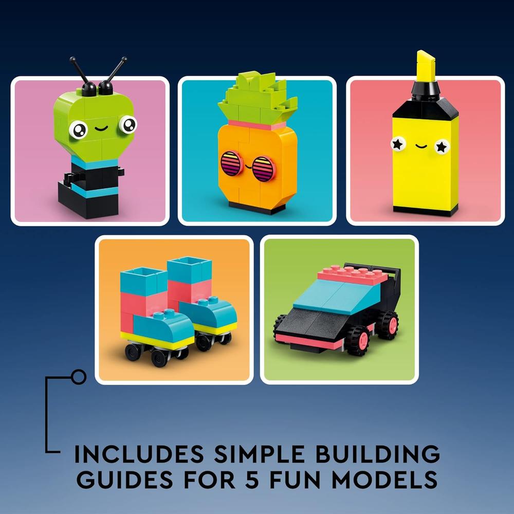 LEGO CLASSIC CAJA DE BLOQUES NEÓN SET DE CONSTRUCCIÓN PARA NIÑOS CREATIVOS - 3