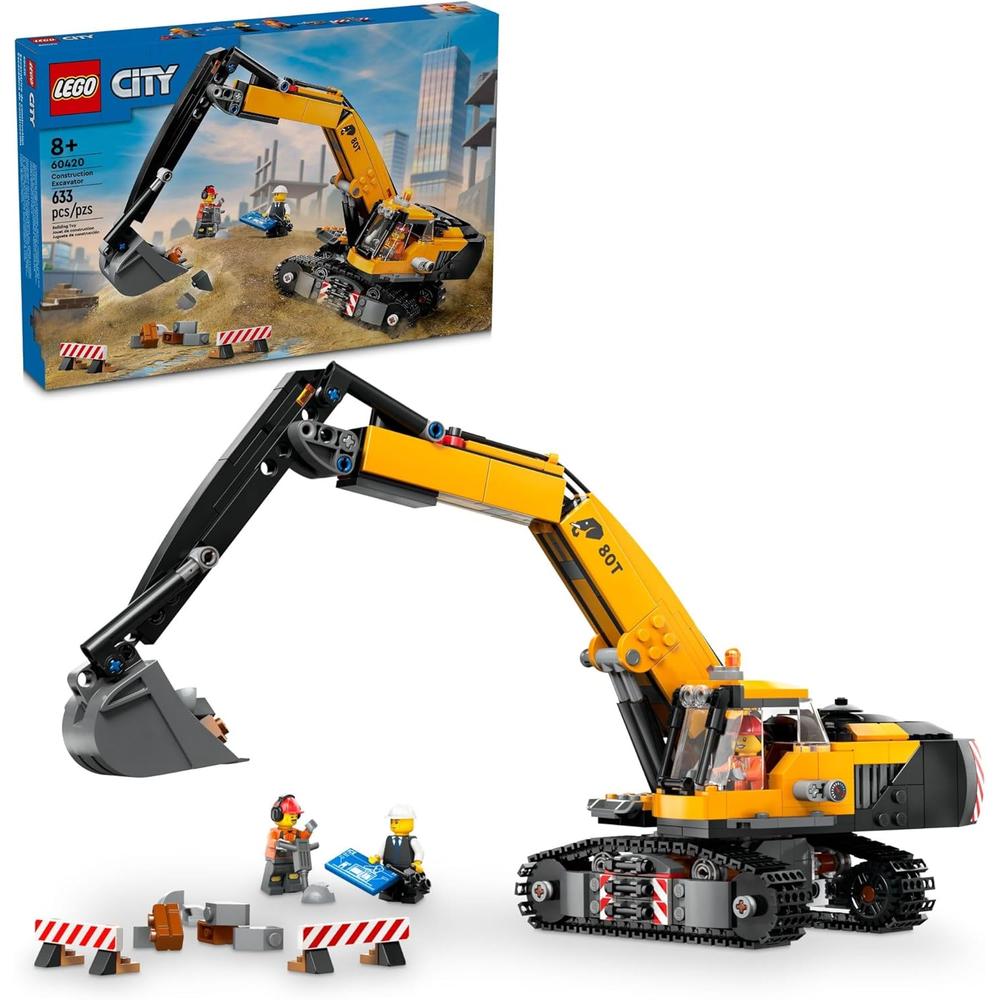 LEGO CITY EXCAVADORA AMARILLA, SET DE CONSTRUCCIÓN CON MINIFIGURAS DE OBREROS - 1