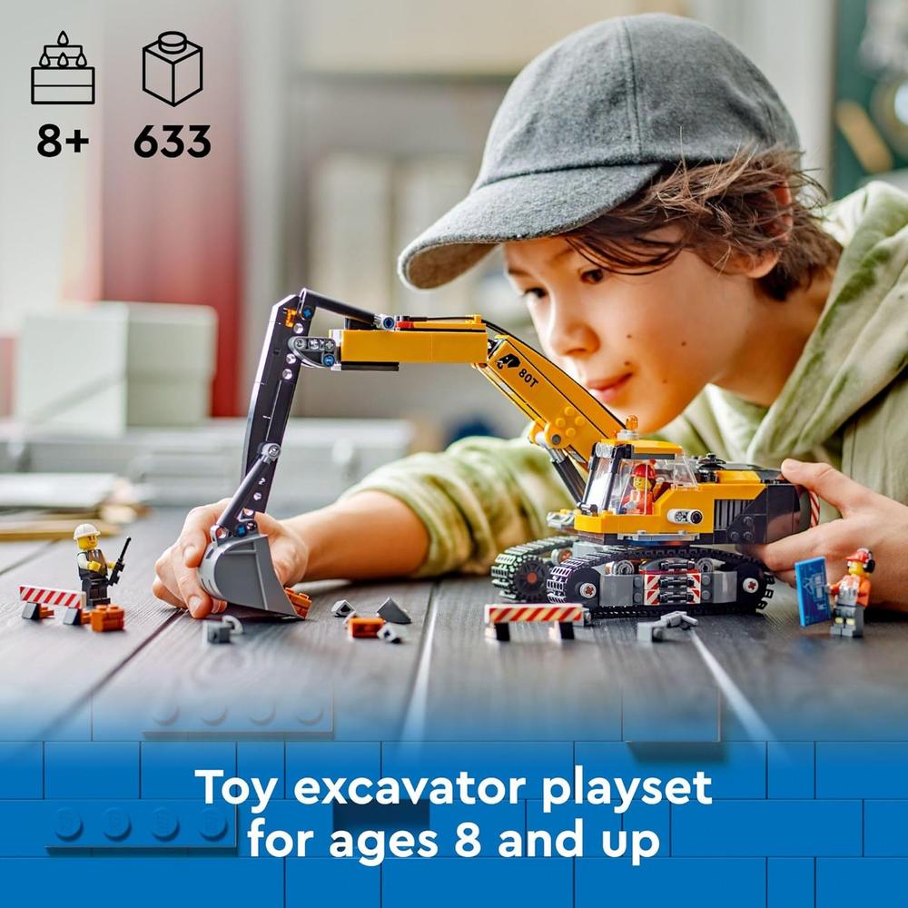 LEGO CITY EXCAVADORA AMARILLA, SET DE CONSTRUCCIÓN CON MINIFIGURAS DE OBREROS - 2