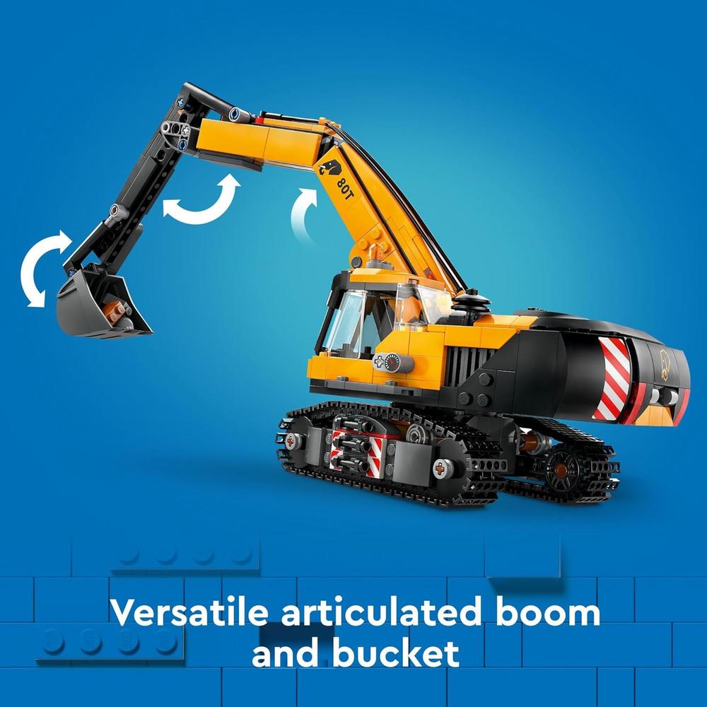 LEGO CITY EXCAVADORA AMARILLA, SET DE CONSTRUCCIÓN CON MINIFIGURAS DE OBREROS - 4