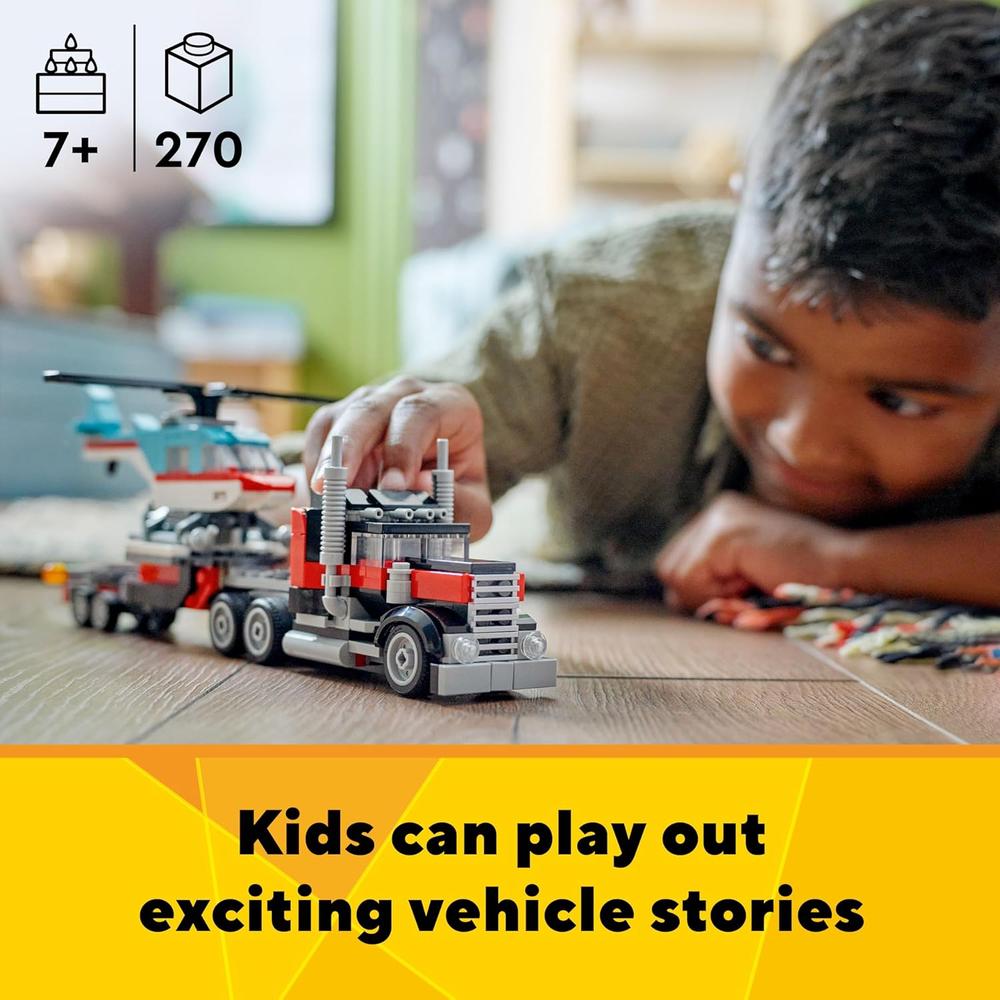 LEGO CREATOR 3 EN 1 CAMIÓN PLATAFORMA CON HELICÓPTERO Y COCHES TRANSFORMABLES - 2
