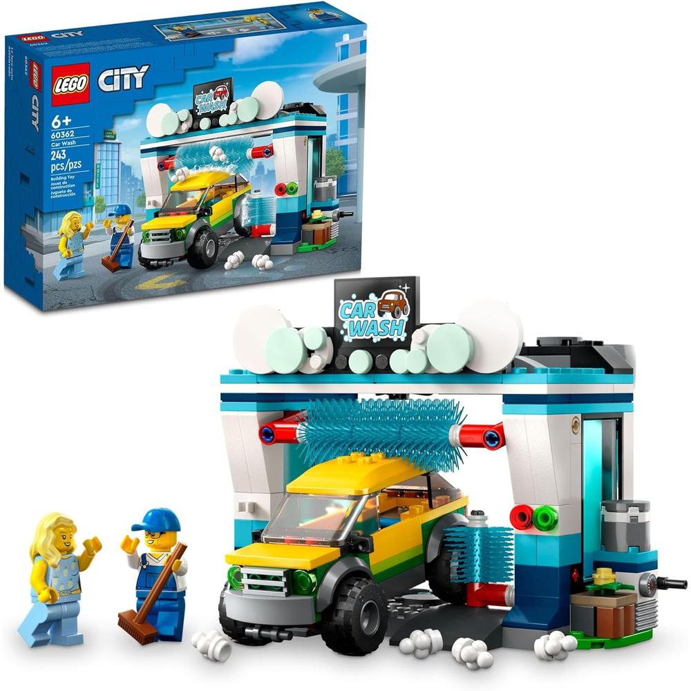 LEGO CITY LAVADO DE COCHES SET DE CONSTRUCCIÓN CON CEPILLOS GIRATORIOS, VEHÍCULO Y 2 MINIFIGURAS - 1