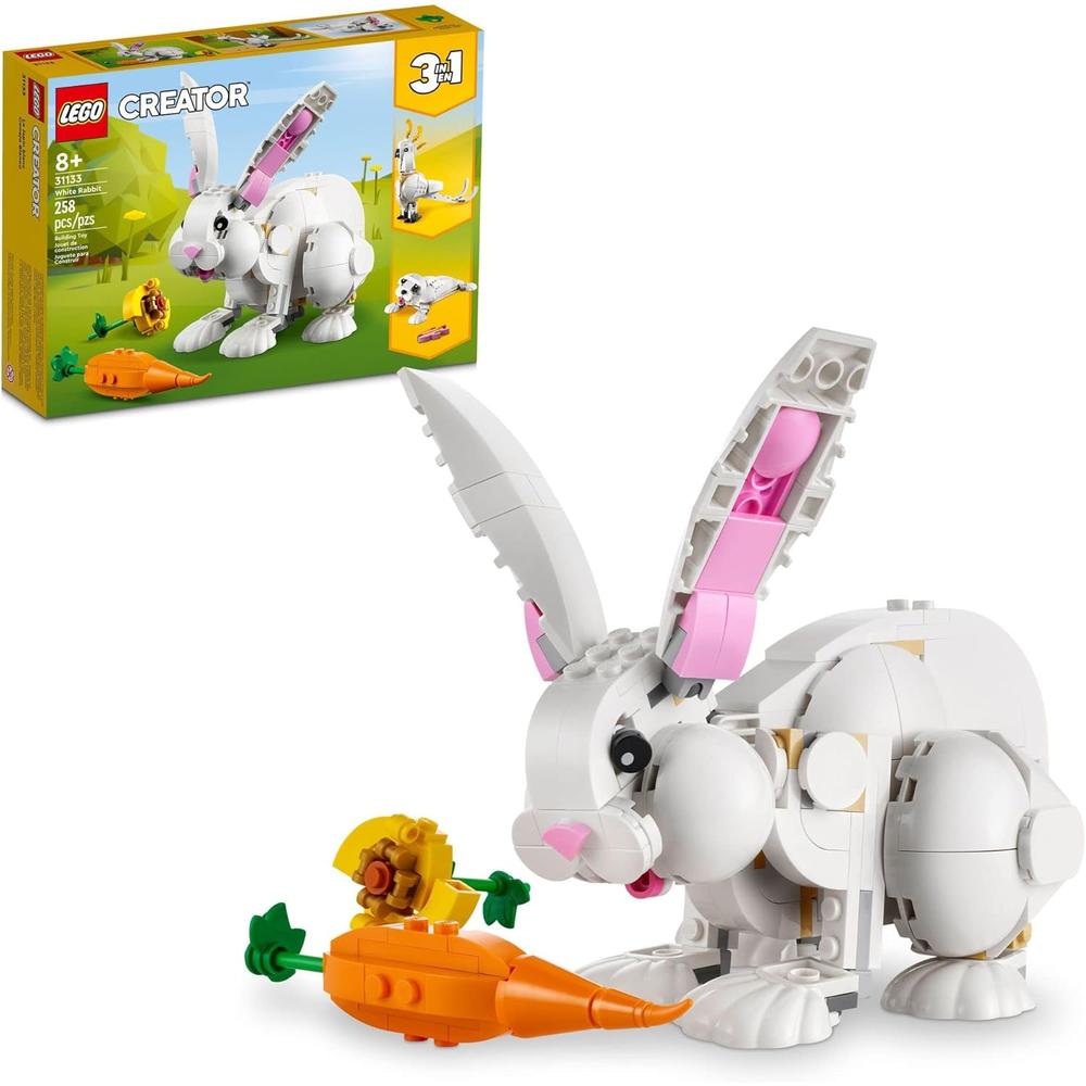 LEGO CREATOR 3 EN 1 CONEJO BLANCO SE TRANSFORMA EN FOCA Y LORO JUGUETE STEM - 1