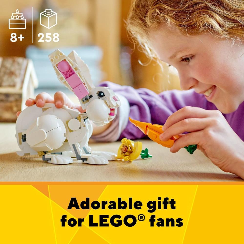LEGO CREATOR 3 EN 1 CONEJO BLANCO SE TRANSFORMA EN FOCA Y LORO JUGUETE STEM - 6