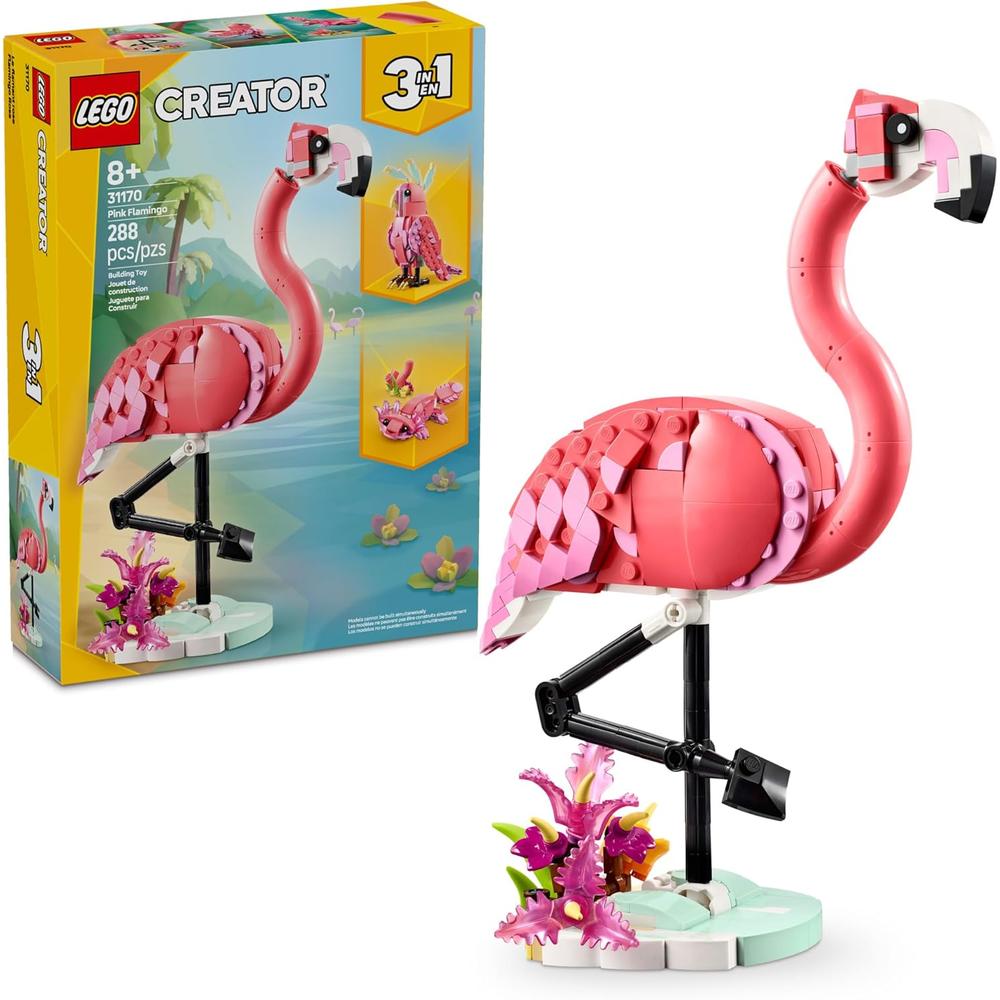 LEGO CREATOR 3 EN 1 ANIMALES SALVAJES, OPCIONES FLAMENCO, CACATÚA O AJOLOTE - 1
