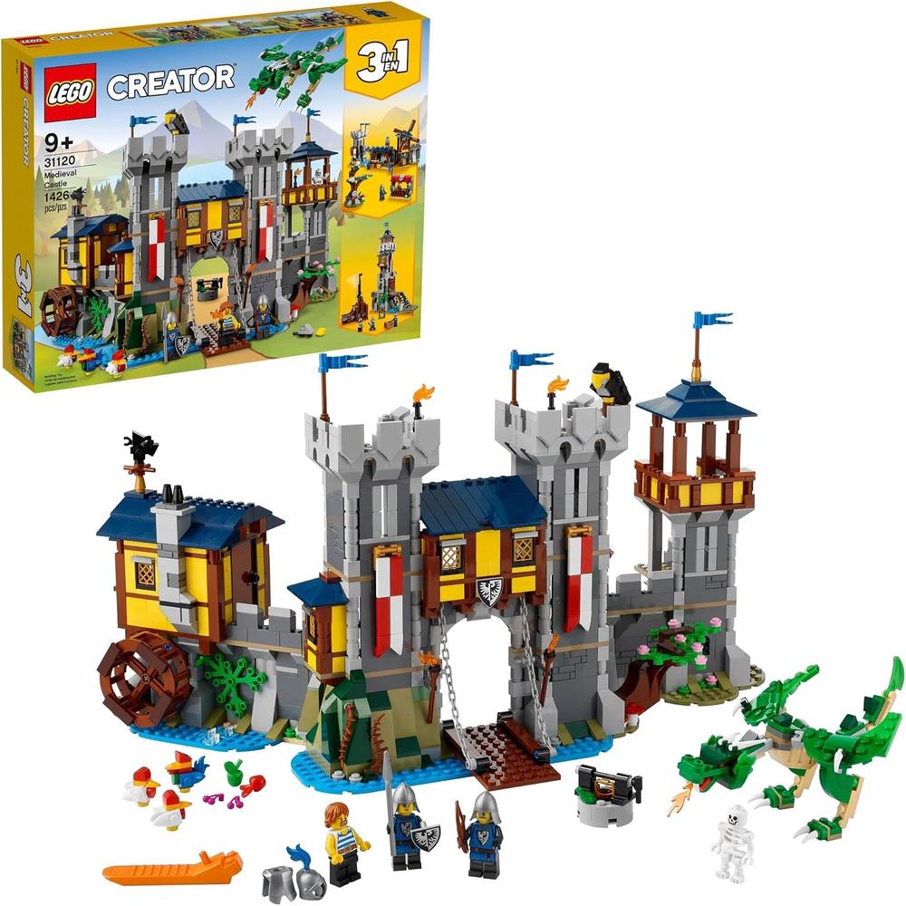 LEGO CREATOR 3 EN 1 CASTILLO MEDIEVAL TRANSFORMABLE CON DRAGÓN Y MINIFIGURAS - 1