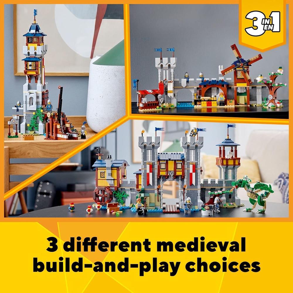 LEGO CREATOR 3 EN 1 CASTILLO MEDIEVAL TRANSFORMABLE CON DRAGÓN Y MINIFIGURAS - 3