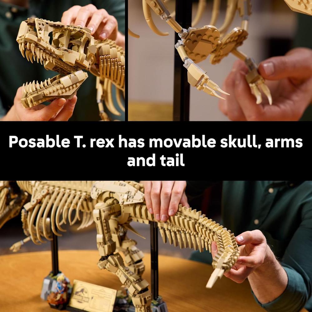 FÓSILES JURASSIC WORLD T-REX, LEGO CONSTRUCCIÓN PARA ADULTOS, DECORACIÓN COLECCIONABLE - 4