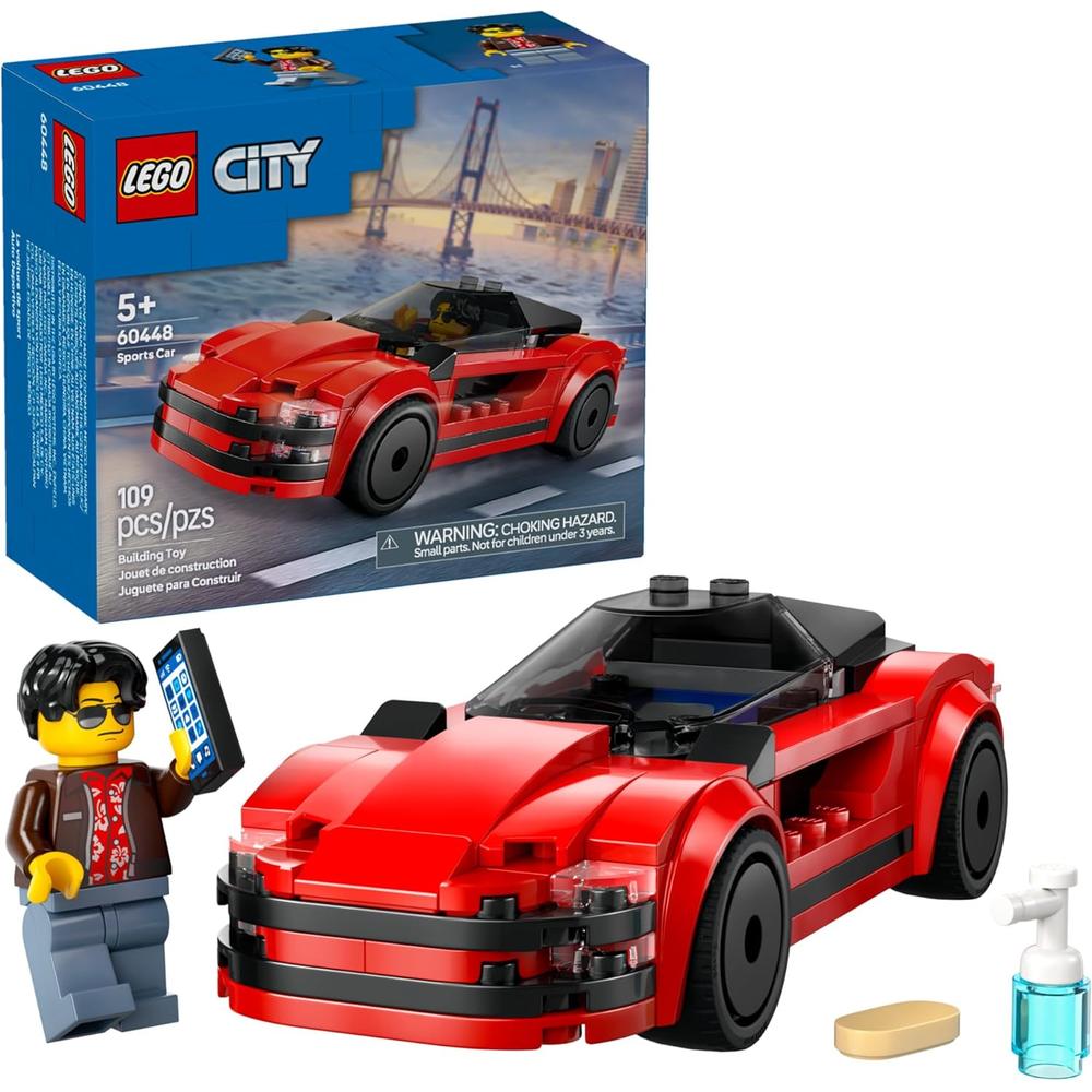 LEGO CITY COCHE DEPORTIVO ROJO CON MINIFIGURA DE CONDUCTOR Y ACCESORIOS - 1