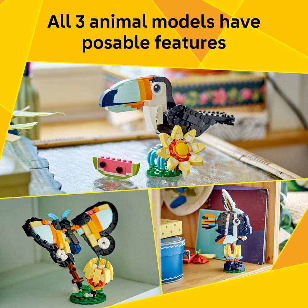LEGO CREATOR 3 EN 1 ANIMALES SALVAJES, JUGUETE DE CONSTRUCCIÓN DE TUCÁN - 3
