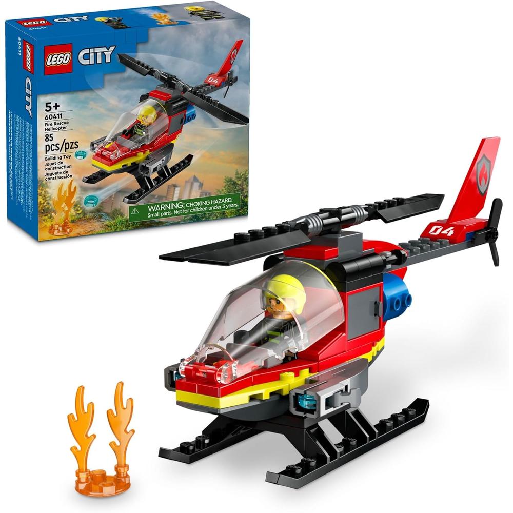 LEGO CITY HELICÓPTERO DE BOMBEROS CON MINIFIGURA PILOTO, JUGUETE 5+ - 1