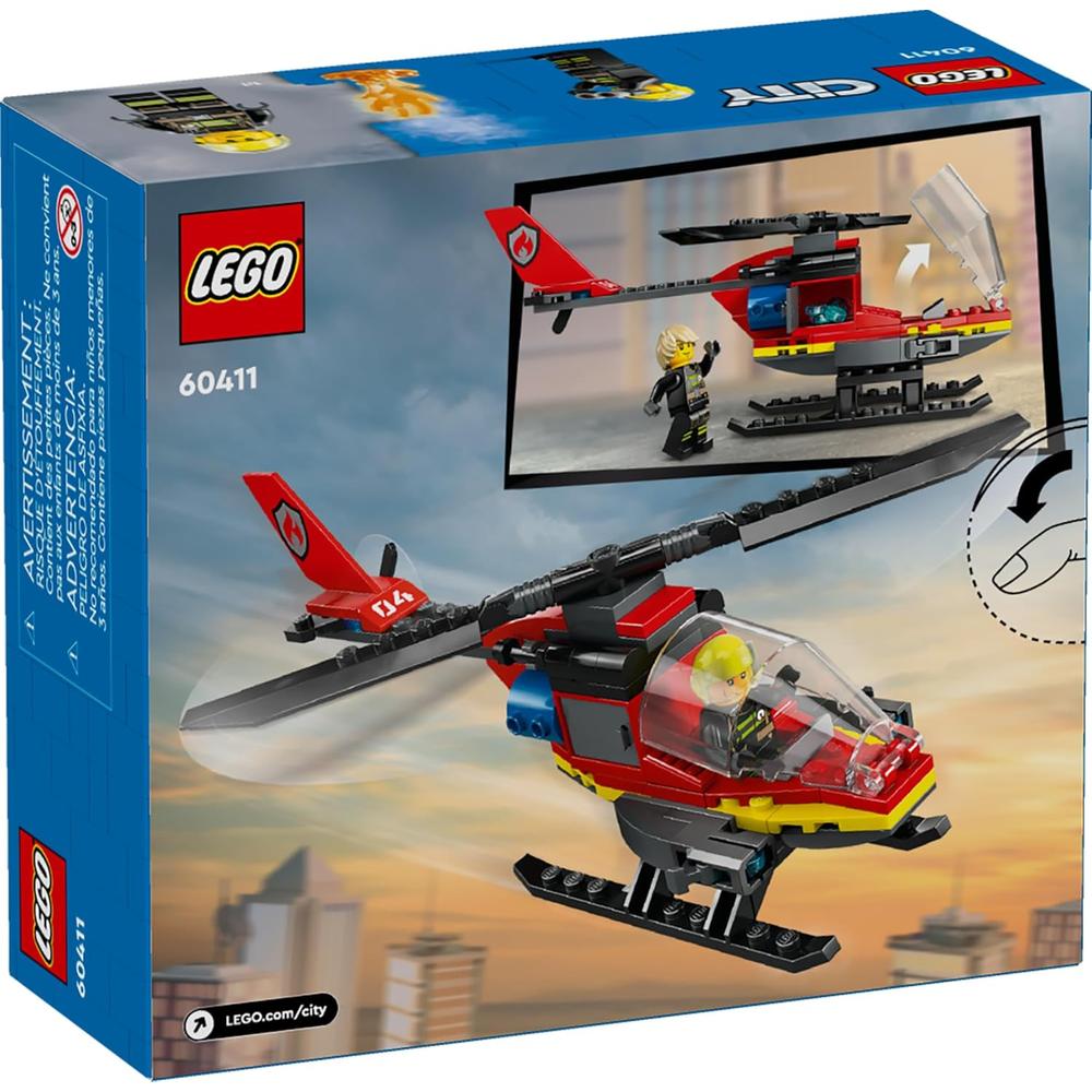 LEGO CITY HELICÓPTERO DE BOMBEROS CON MINIFIGURA PILOTO, JUGUETE 5+ - 6