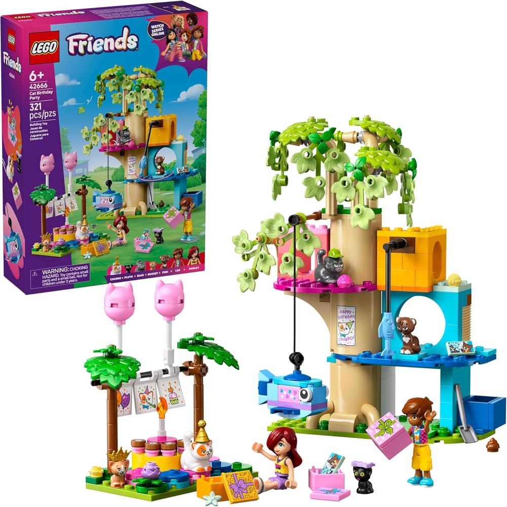 LEGO FRIENDS FIESTA DE GATOS Y CASA DEL ÁRBOL, CONSTRUCCIÓN CON MINIMUÑECAS - 1
