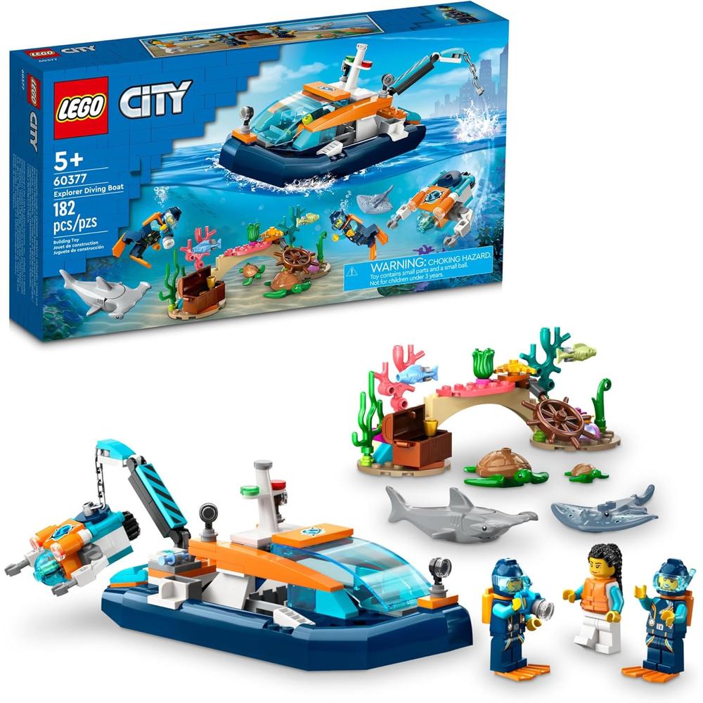 LEGO CITY BARCO DE BUCEO EXPLORADOR CON ARRECIFE DE CORAL, MINISUBMARINO Y FIGURAS - 1