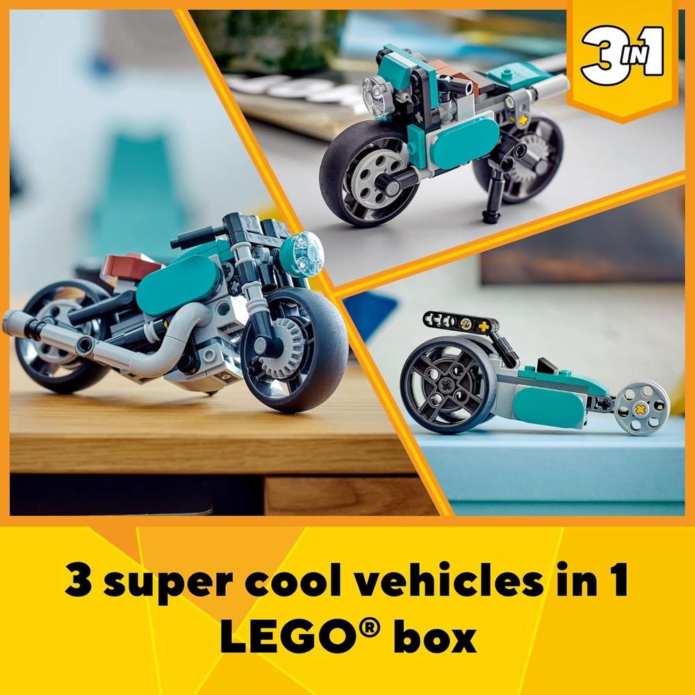 LEGO CREATOR 3 EN 1 MOTOCICLETA CLÁSICA SET TRANSFORMABLE CON COCHE Y MOTO URBANA - 2