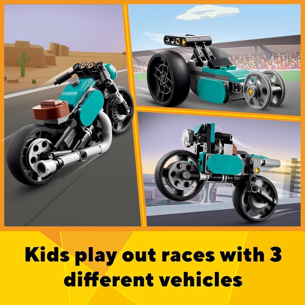 LEGO CREATOR 3 EN 1 MOTOCICLETA CLÁSICA SET TRANSFORMABLE CON COCHE Y MOTO URBANA - 3