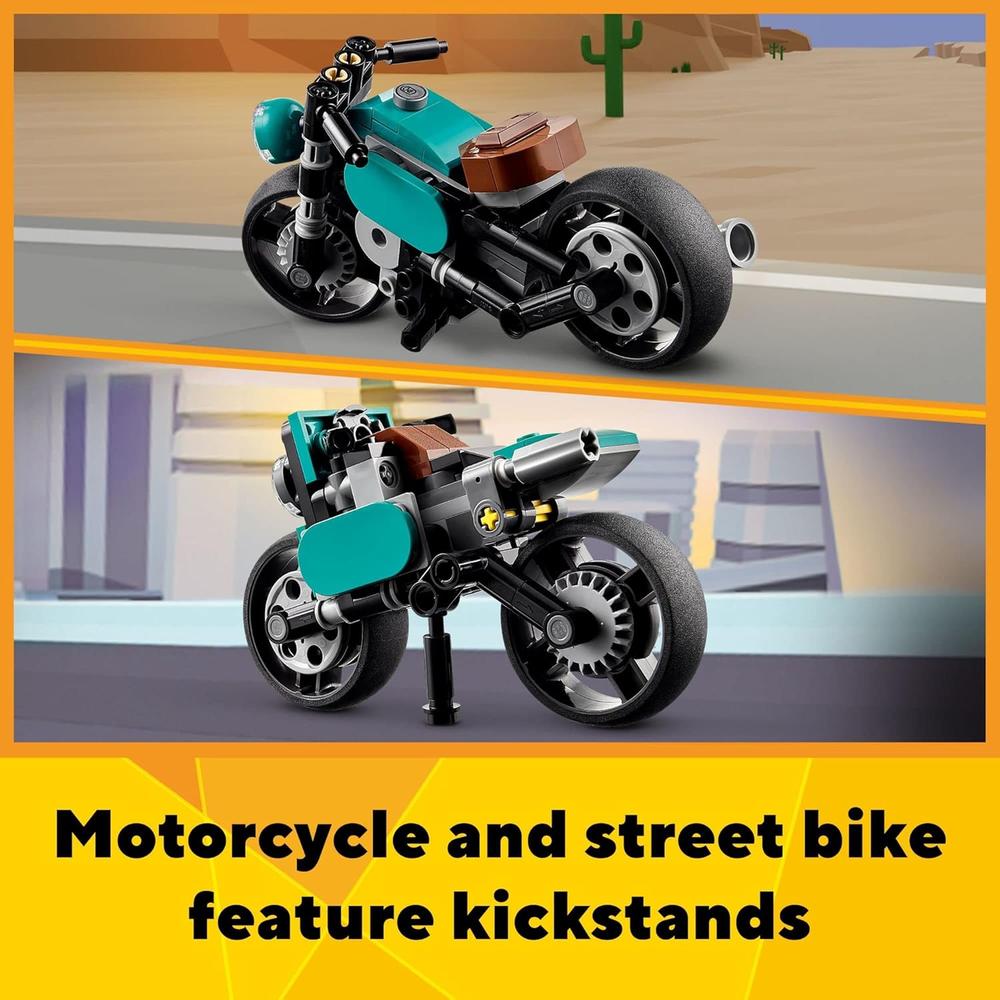 LEGO CREATOR 3 EN 1 MOTOCICLETA CLÁSICA SET TRANSFORMABLE CON COCHE Y MOTO URBANA - 4