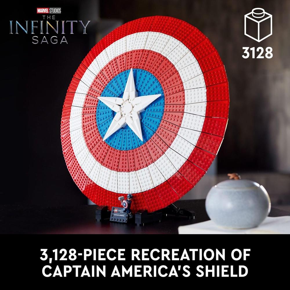 LEGO MARVEL ESCUDO DEL CAPITÁN AMÉRICA RÉPLICA COLECCIONABLE PARA ADULTOS, IDEA DE REGALO - 2