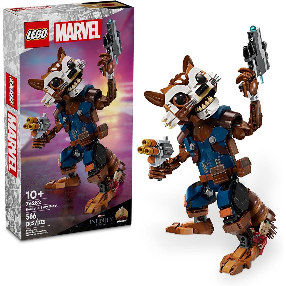 LEGO MARVEL ROCKET Y BABY GROOT, FIGURA DE ACCIÓN PARA JUGAR Y EXHIBIR - 1