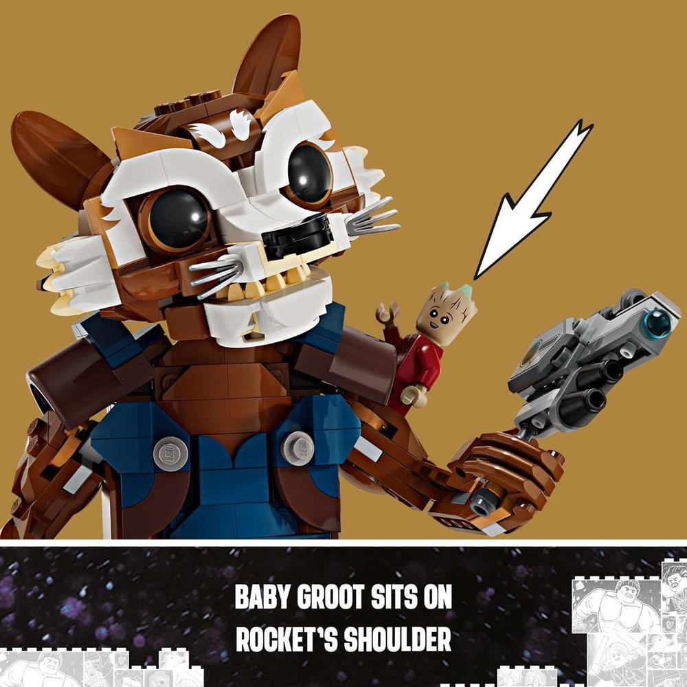 LEGO MARVEL ROCKET Y BABY GROOT, FIGURA DE ACCIÓN PARA JUGAR Y EXHIBIR - 5