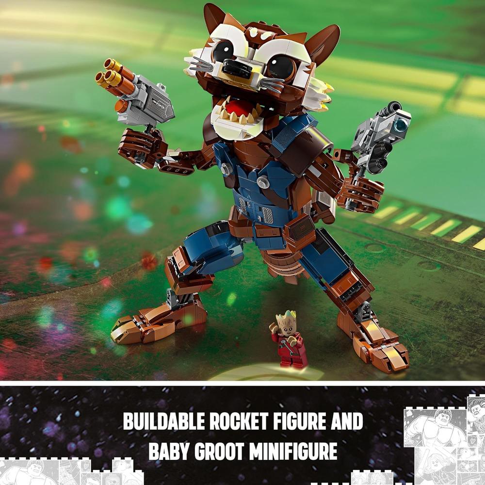 LEGO MARVEL ROCKET Y BABY GROOT, FIGURA DE ACCIÓN PARA JUGAR Y EXHIBIR - 6