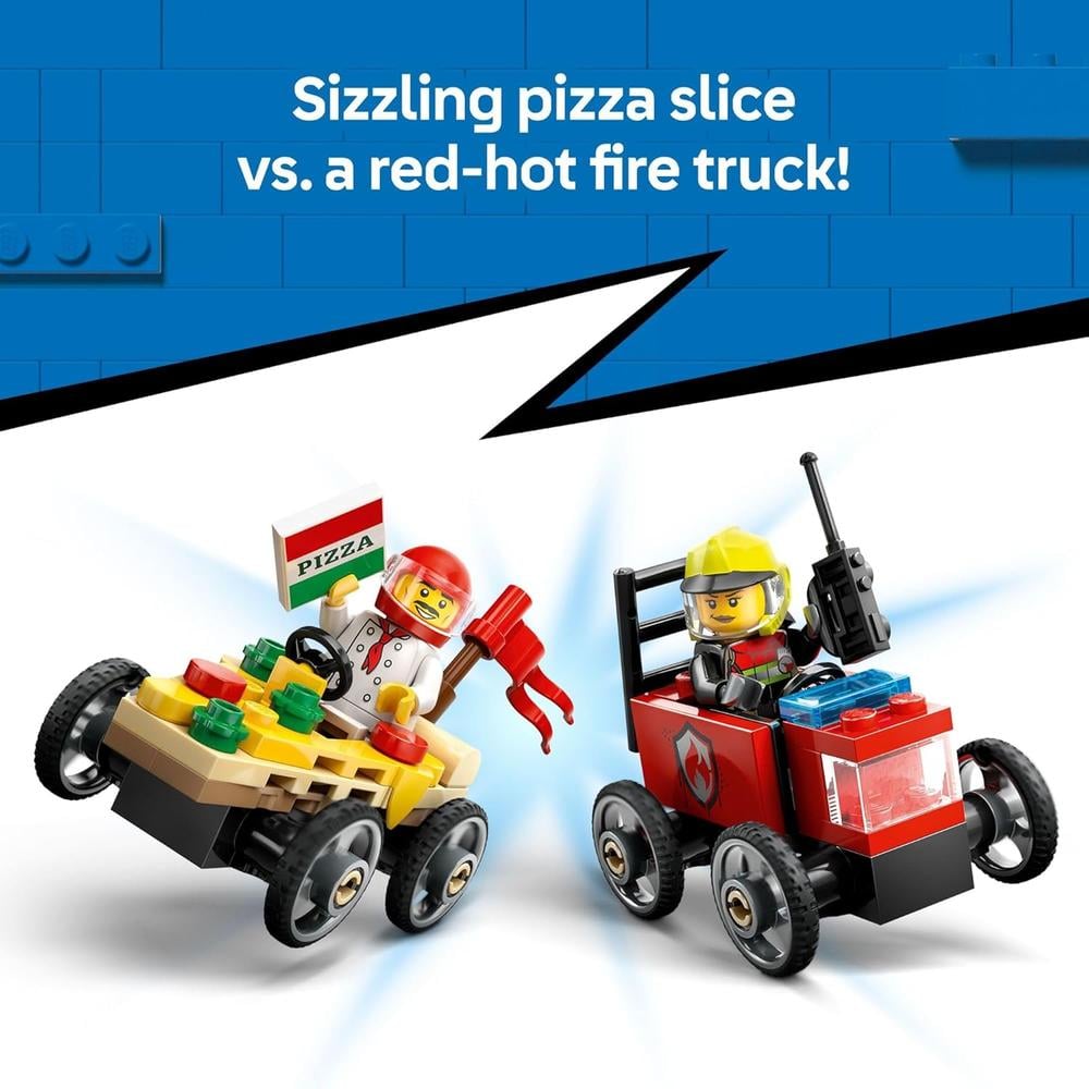 LEGO CITY PIZZA VS. CAMIÓN DE BOMBEROS, INCLUYE MINIFIGURAS DE CHEF Y BOMBERO - 3
