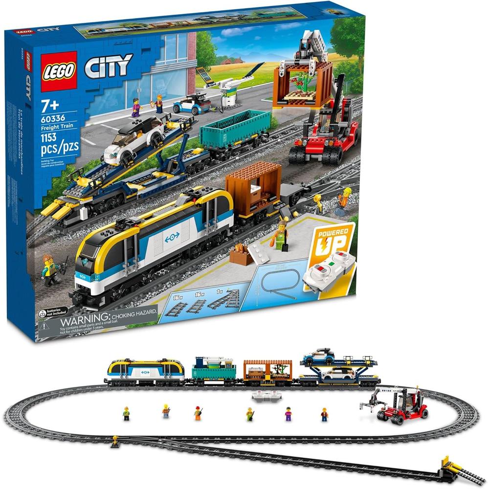 LEGO CITY TREN DE MERCANCÍAS JUGUETE CON CONTROL REMOTO Y 2 VAGONES ELÉCTRICOS - 1
