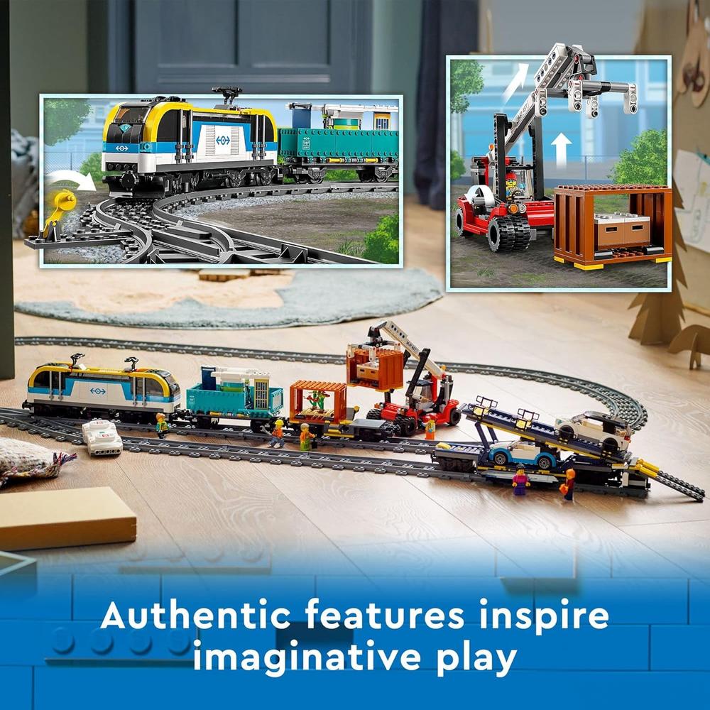 LEGO CITY TREN DE MERCANCÍAS JUGUETE CON CONTROL REMOTO Y 2 VAGONES ELÉCTRICOS - 3