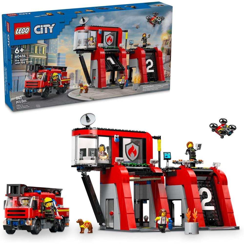LEGO CITY ESTACIÓN DE BOMBEROS CON CAMIONES Y MINIFIGURAS, JUGUETE PARA NIÑOS - 1