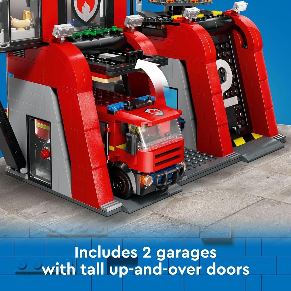 LEGO CITY ESTACIÓN DE BOMBEROS CON CAMIONES Y MINIFIGURAS, JUGUETE PARA NIÑOS - 3