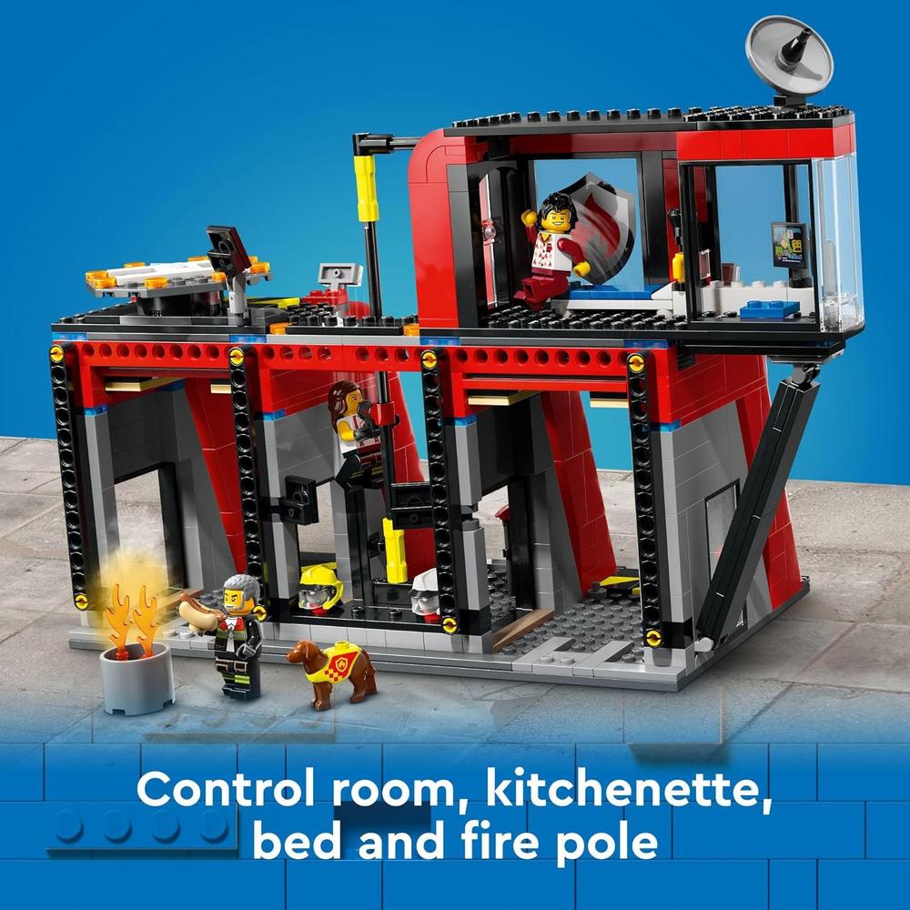 LEGO CITY ESTACIÓN DE BOMBEROS CON CAMIONES Y MINIFIGURAS, JUGUETE PARA NIÑOS - 5