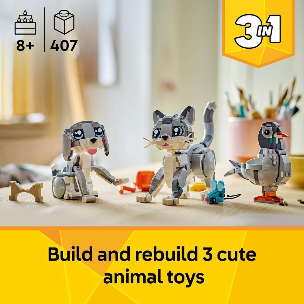 LEGO CREATOR 3 EN 1 GATO, PERRO O PALOMA, SET DE CONSTRUCCIÓN CON 3 OPCIONES - 2