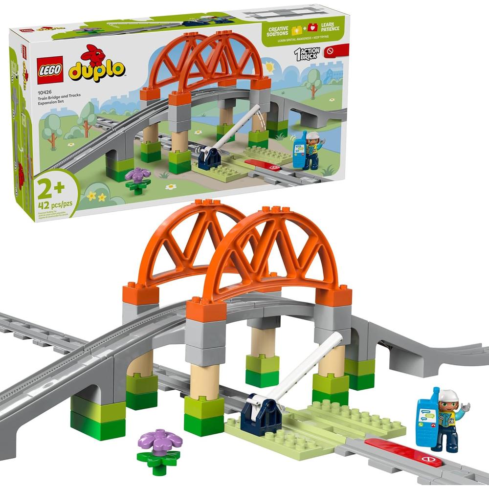 LEGO DUPLO TOWN SET DE EXPANSIÓN DE VÍAS Y PUENTE DE TREN, 10 PIEZAS ADICIONALES - 1