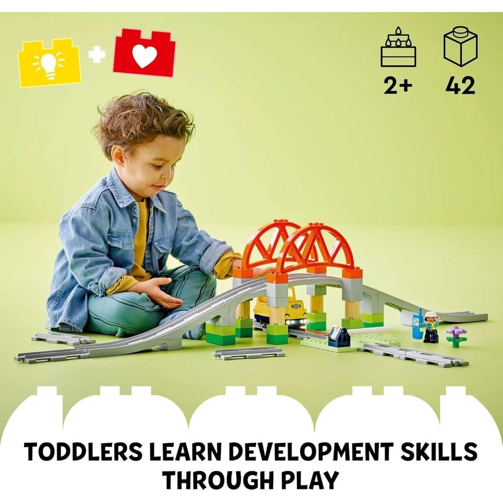 LEGO DUPLO TOWN SET DE EXPANSIÓN DE VÍAS Y PUENTE DE TREN, 10 PIEZAS ADICIONALES - 2